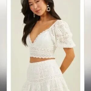 Altar'd State Light Green Eyelet Top